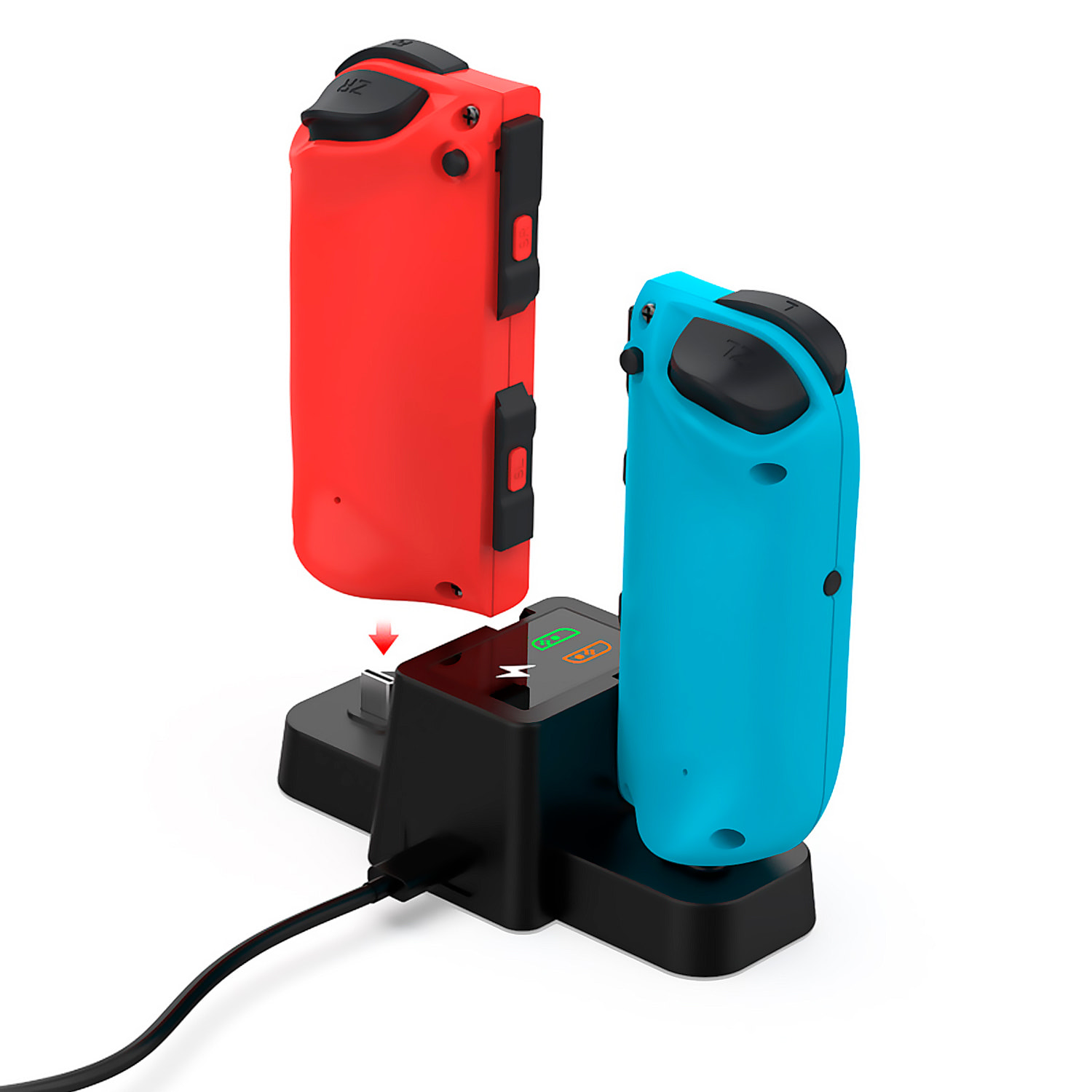 DAM Mandos Bluetooth TNS-1191 tipo Joy-Con compatibles con Nintendo Switch. Batería recargable. Incluye base de carga. 4,8x3,2x10,3 Cm. Color: Azul