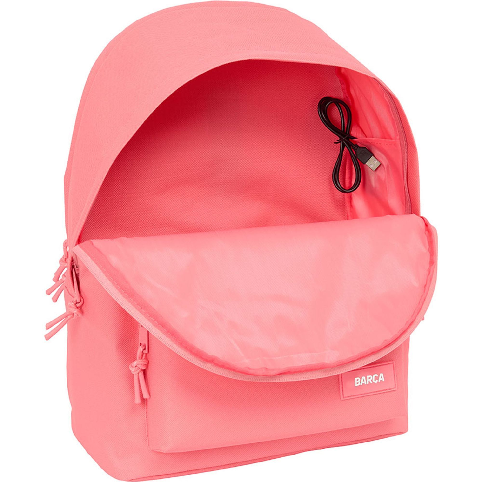 Mochila doble para portatil 15,6"+usb f.c.barcelona chica coral