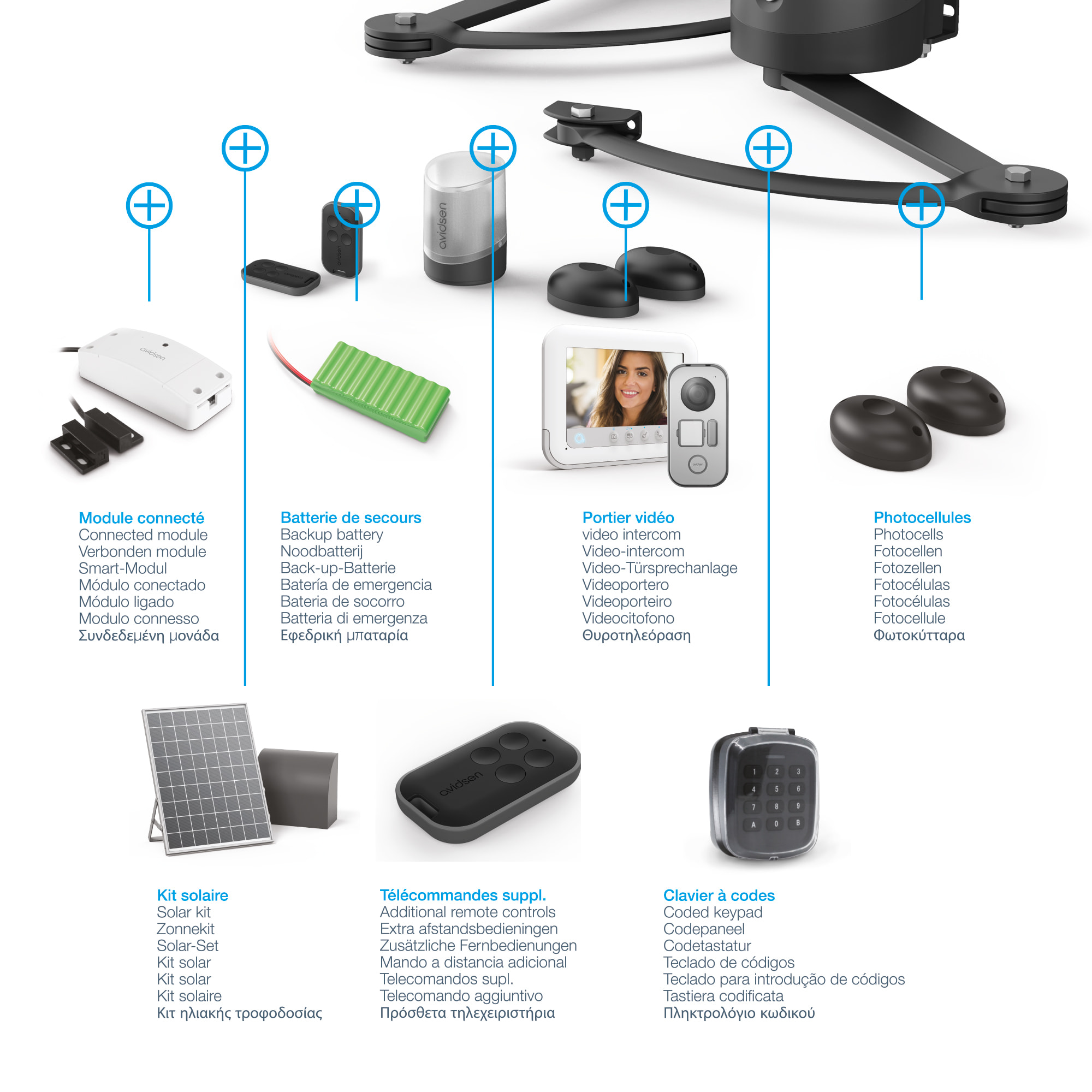 Motorisation avec batterie pour portail à battants Avidsen ORANE510 jusqu'à 5m et 500kg