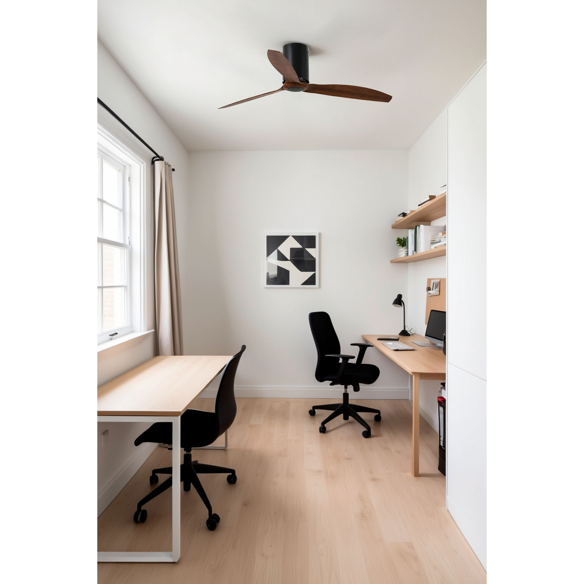 MINI TUBE FAN M Ventilador de techo negro mate/nogal