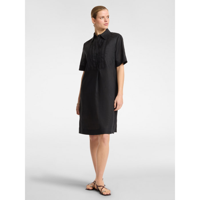 Elena Mirò - Vestido de lino con botones. - Negro