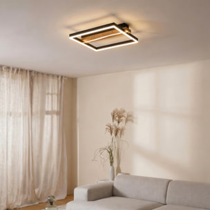 Forlight - Plafón LED Cuadrado 21.5W, Iluminación Versátil 3000K-6000K, Diseño Moderno para Salones y Despachos, 44x40 cm, Negro, Auna Square
