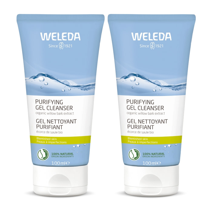WELEDA - Duo Gel nettoyant purifiant - Peaux à imperfections -  Vegan* - Certifié Natrue** - Tube 100 ml x 2