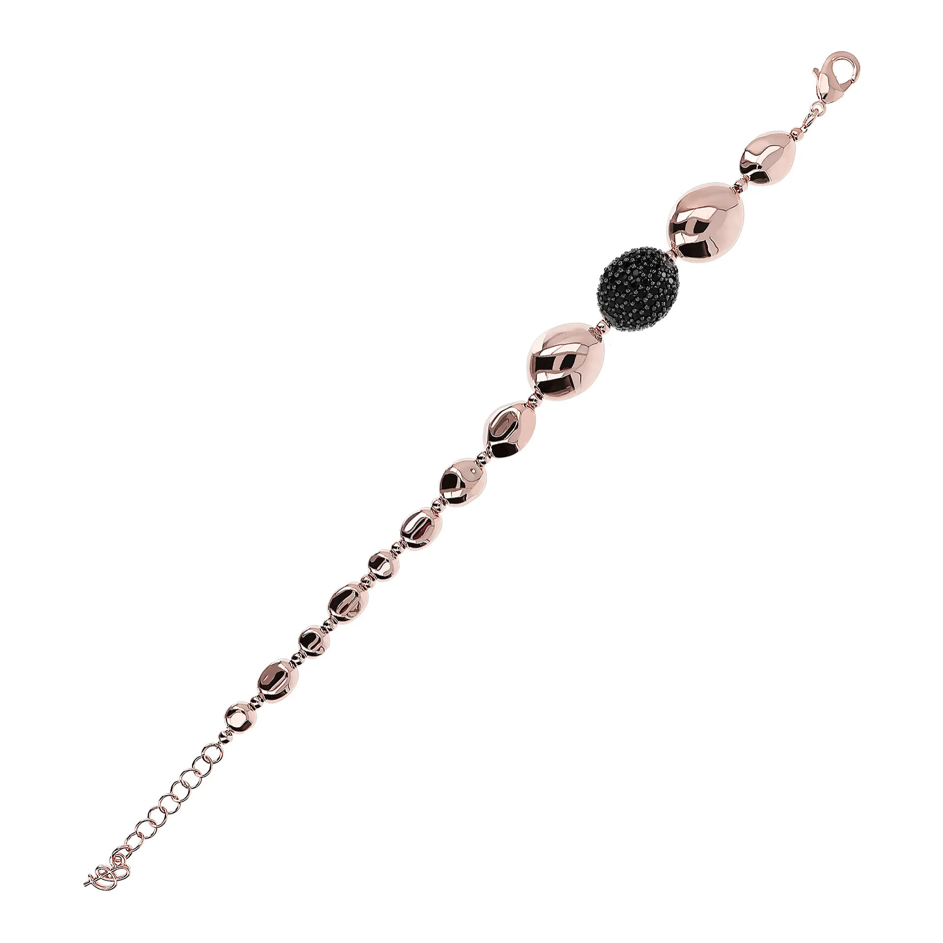 Bracciale con Pepite Graduate Lucide ed Elemento in Pavé di Cubic Zirconia