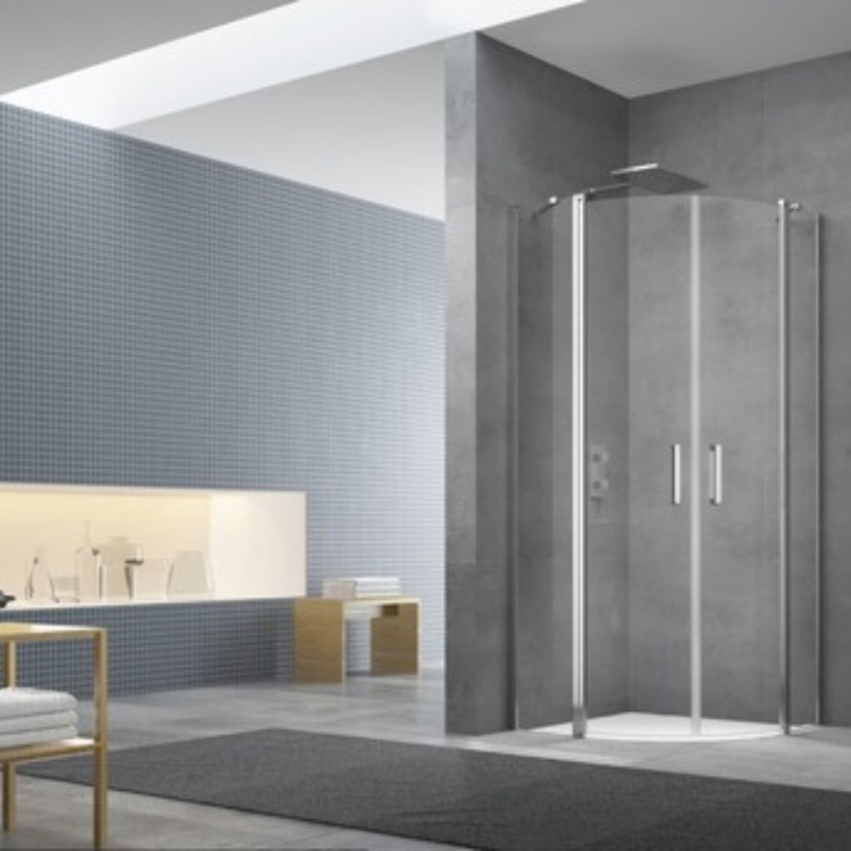 Set Porte de douche 90x196 cm transparente + Profilé pour paroi de douche + Poignée pour porte de douche (SATFUDP90NIKA)