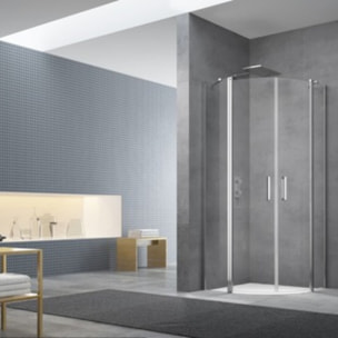 Set Porte de douche 90x196 cm transparente + Profilé pour paroi de douche + Poignée pour porte de douche (SATFUDP90NIKA)