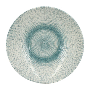 Lot de 6 assiettes creuses en porcelaine blanche et bleue 21cm AQUA