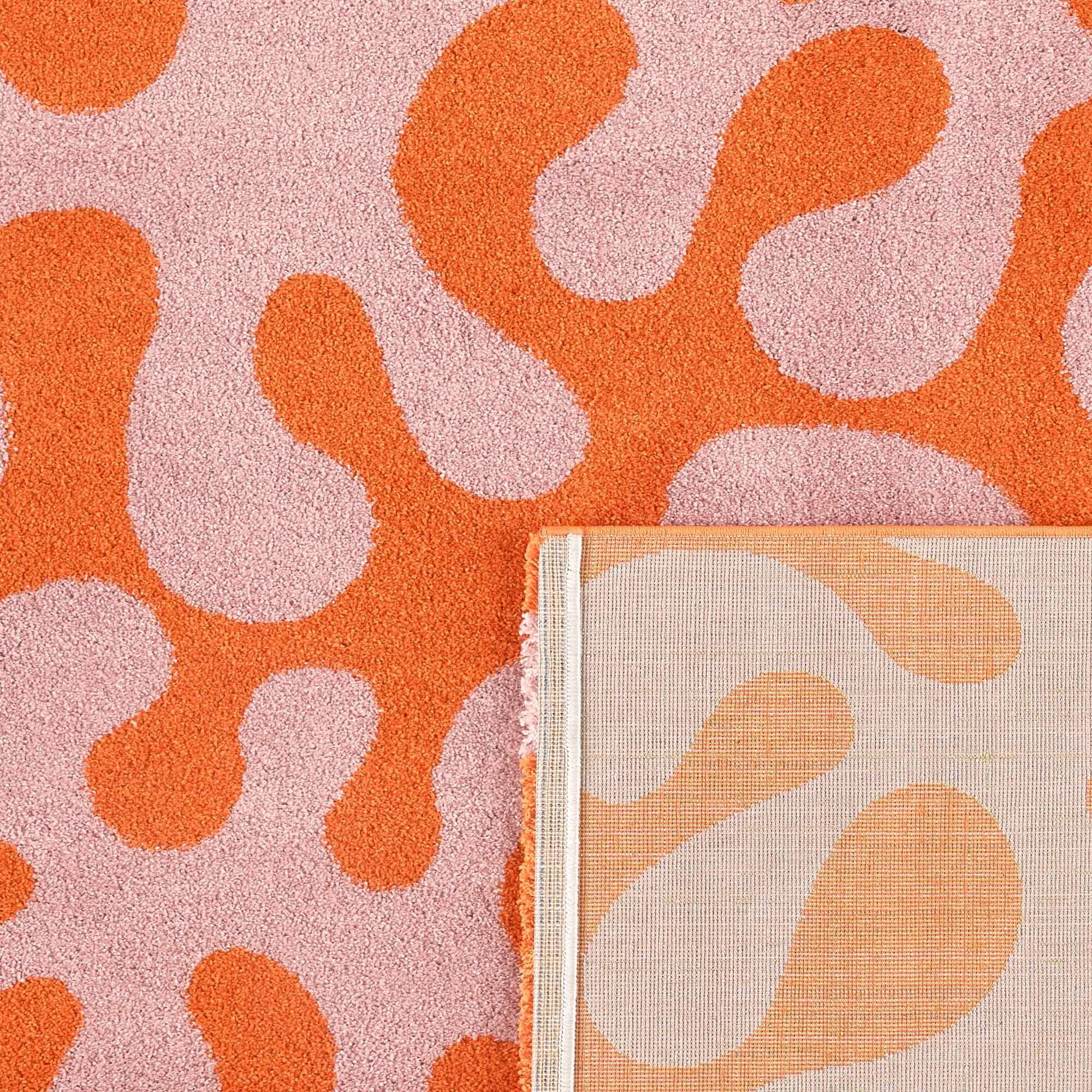 GROOVY - Tapis rétro coloré à motif abstrait - Confortable et moelleux - Rose