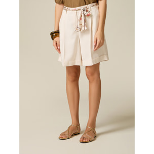 Oltre - Bermudas con cinturón estampado - Blanco