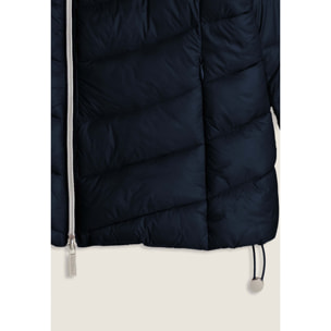 Piumino donna trapuntato con collo alto e finitura lucida