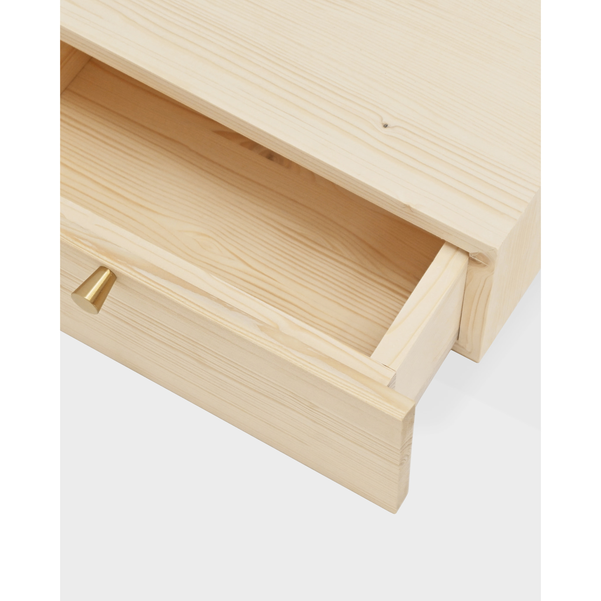 Table de chevet flottante en bois massif avec poignée ton naturel 15x40cm Hauteur: 15 Longueur: 40 Largeur: 25