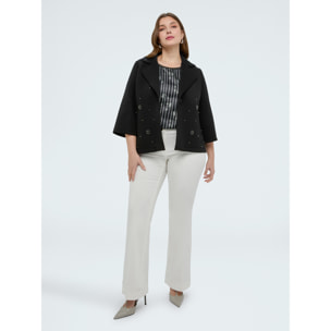 Fiorella Rubino - Cappotto corto in scuba doppiopetto - Nero