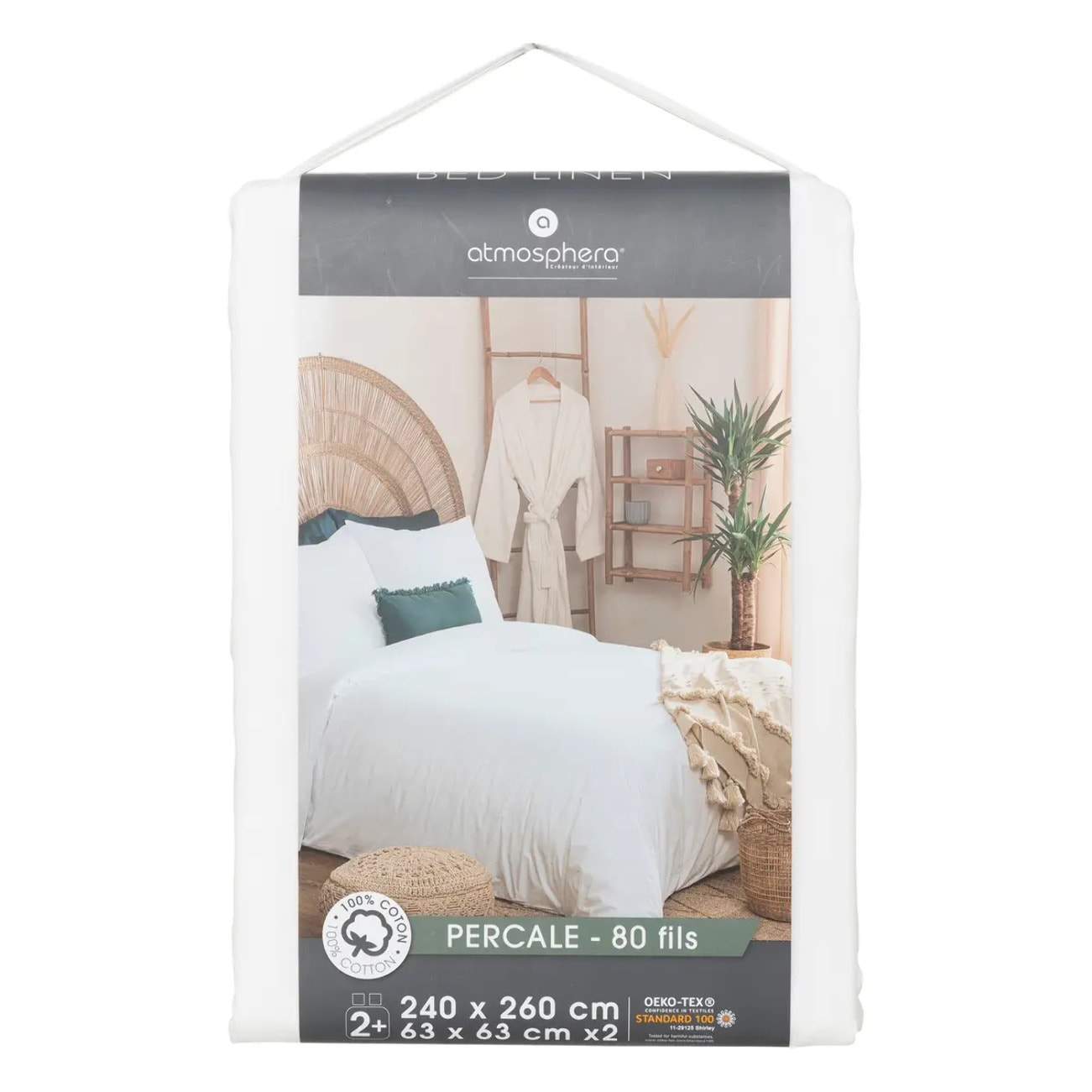 Parure de lit - percale - blanc - 260x240 cm
