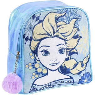 Mochila infantil de frozen - cierre de cremallera con pompón - 18 x 21 x 10 cm - mochila pequeña con costuras reforzadas