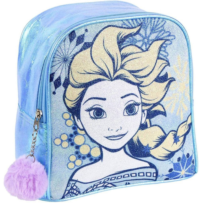 Mochila infantil de frozen - cierre de cremallera con pompón - 18 x 21 x 10 cm - mochila pequeña con costuras reforzadas