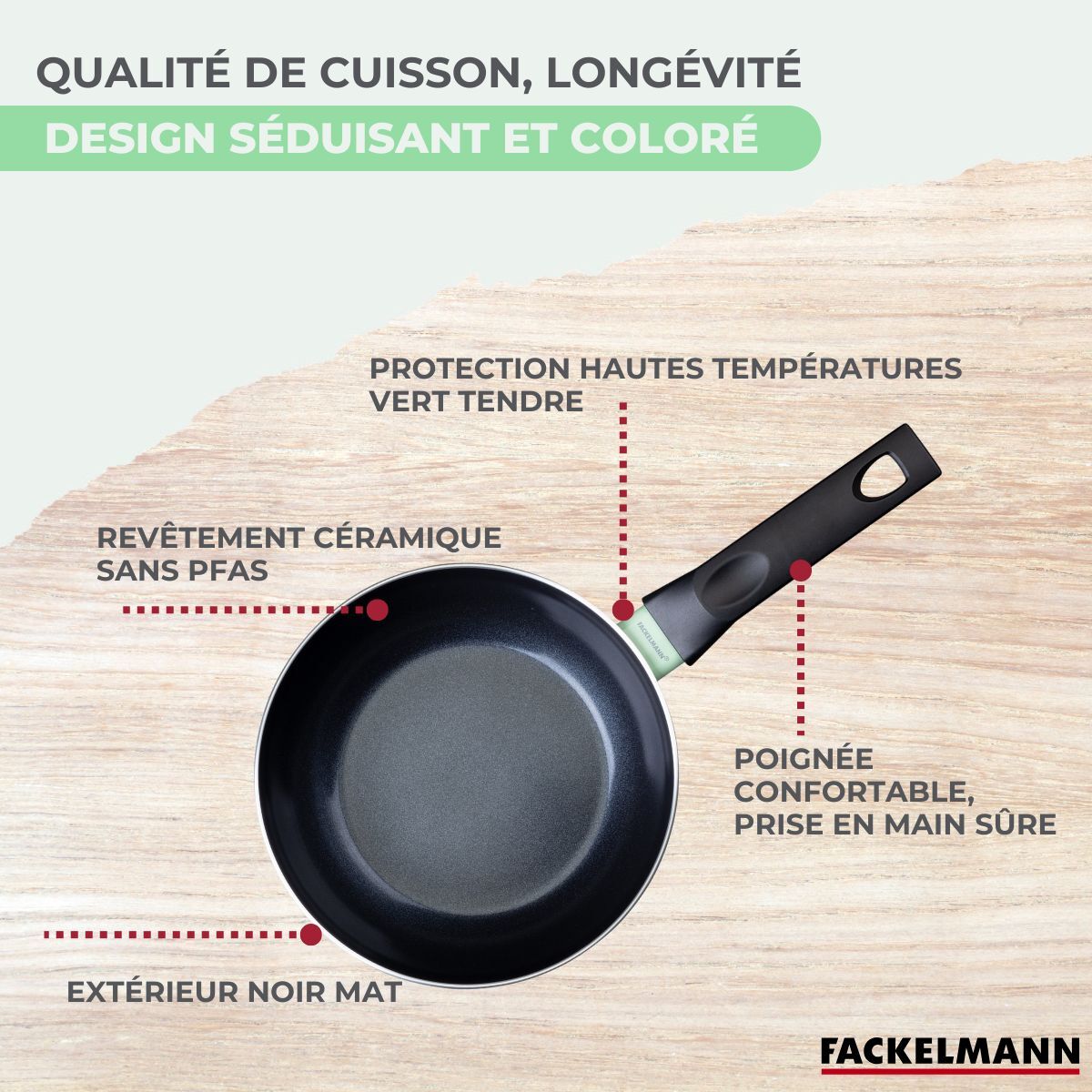 Ensemble de 3 poêles et 3 casseroles Fackelmann Brandao