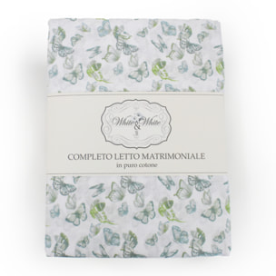 TESS HOME COLLECTION Completo letto matrimoniale Farfalle in Puro Cotone