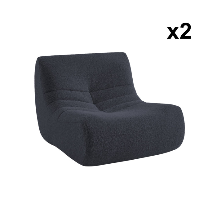 Chauffeuse tissu effet alpaca 2 places. bleu nuit. style contemporain. L 91 x P 105 x H 72cm