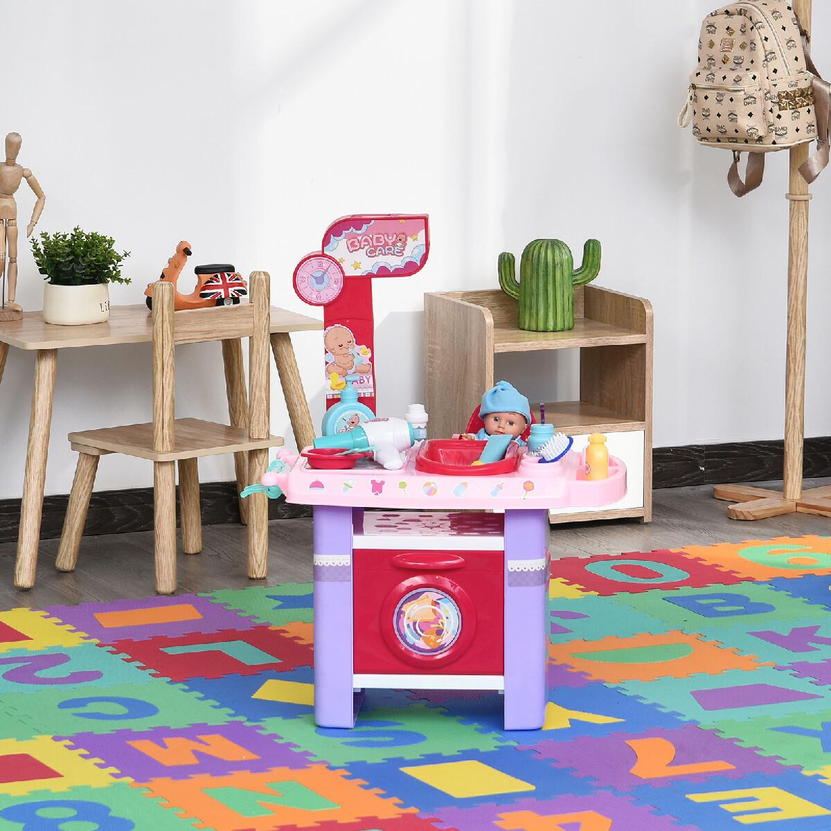 Jeu d'imitation nursery table enfant h72cm avec 28 accessoires rose