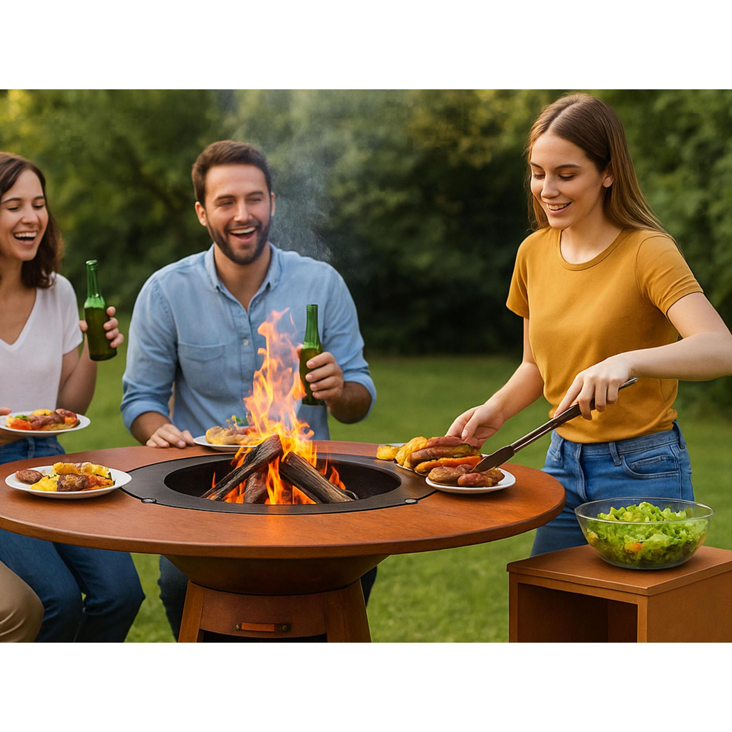 Table d'appoint pour barbecue en acier corten