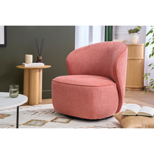 Fauteuil design pivotant en tissu effet velours texturé terracotta AMBER