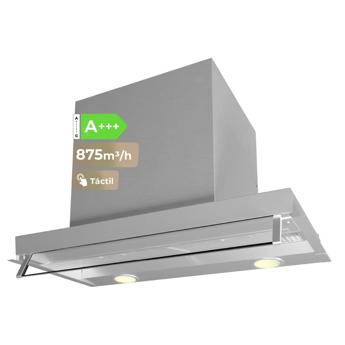 EVVO Campana Extractora Integrada CEi 55 Inox, 55 cm, 875 m³/h, A+++, Bajo Ruido, LED, Filtros de Aluminio y Carbón