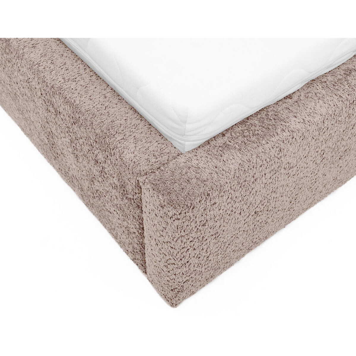 Orane - lit coffre - 160x200 cm - en tissu bouclette - Rose