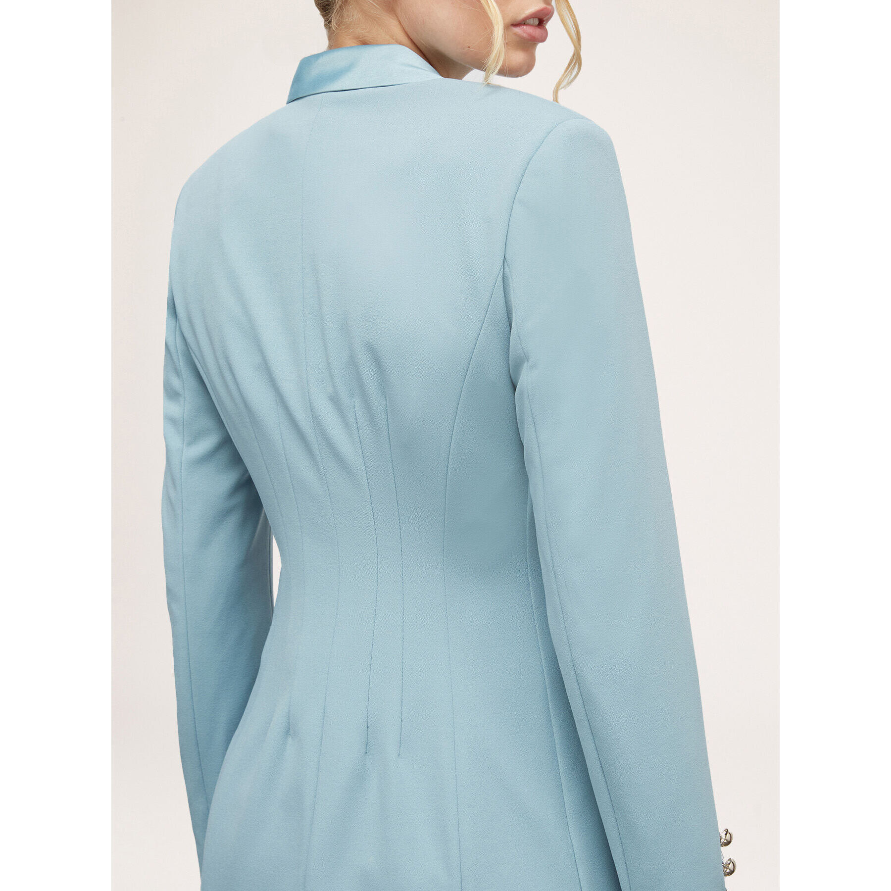 Motivi - Chaqueta de abotonadura sencilla con inserciones de raso - Light - blue