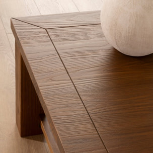 Table basse Tulum -bois massif d'araucaria-couleur noyer 130 x 45 x 80 cm