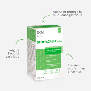 ISN - Stomacalm Reflux - Complément alimentaire à base d'actifs d'origine naturelle - Confort de l'estomac - Convient aux femmes enceintes - 20 comprimés à croquer