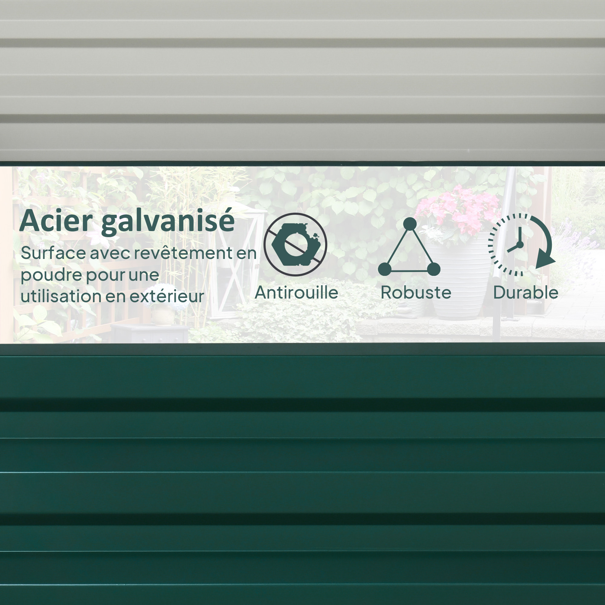 Lot de 2 carrés potagers dim. 60 x 60 x 30 cm tôle d'acier ondulé vert