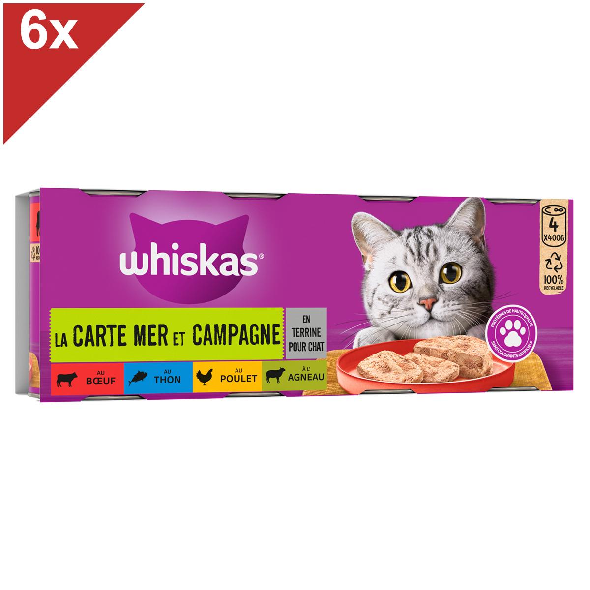 image-WHISKAS 24 Boîtes en terrine 4 variétés pâtée pour chat 400g (6x4)