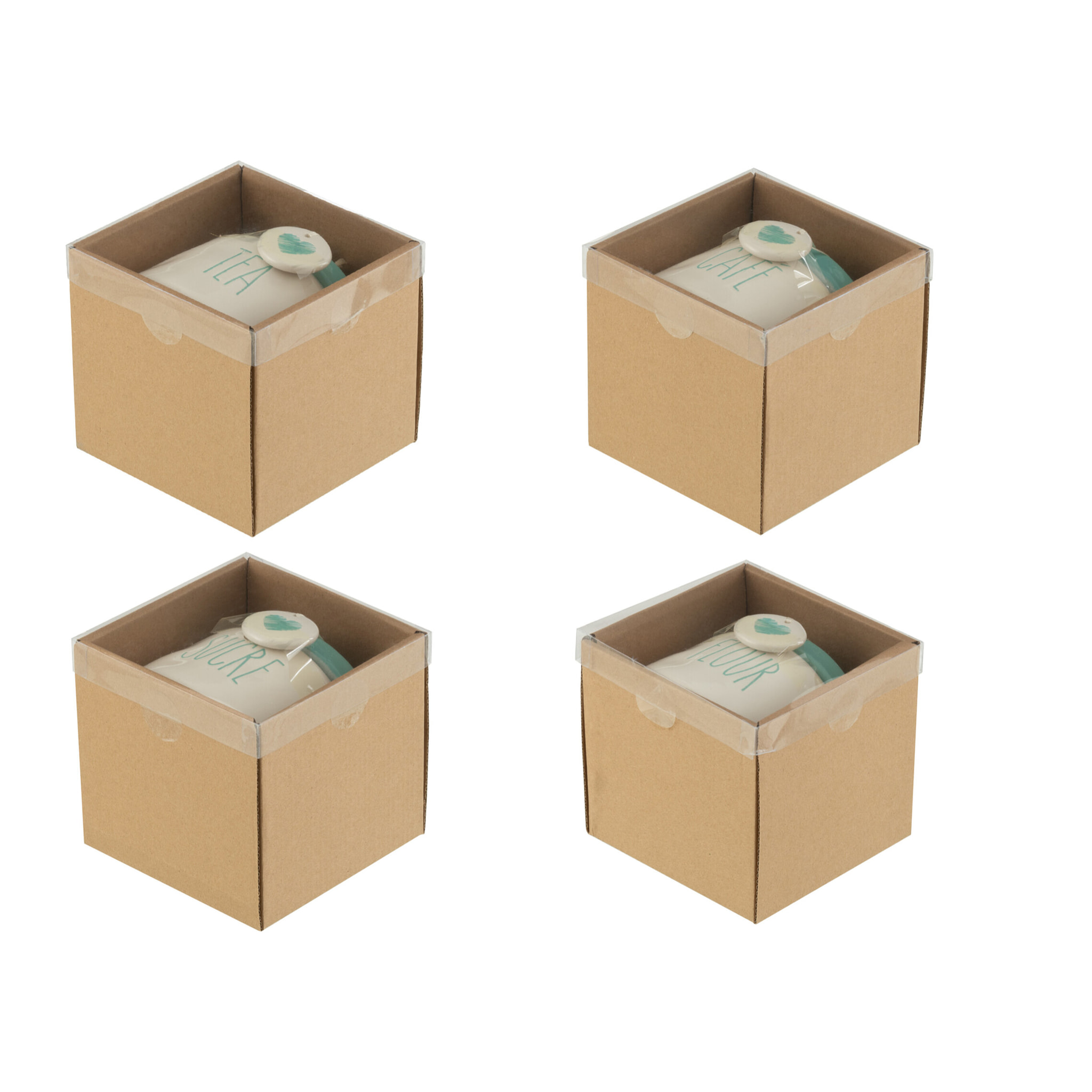 J-Line pot de conservation Farine/Sucre/Café/Thé - céramique - blanc/bleu - 4 pcs