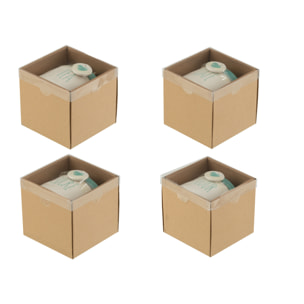 J-Line pot de conservation Farine/Sucre/Café/Thé - céramique - blanc/bleu - 4 pcs