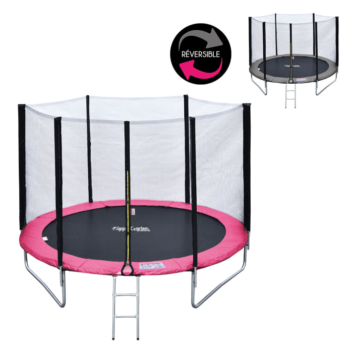 Trampoline réversible avec accessoires - Gris