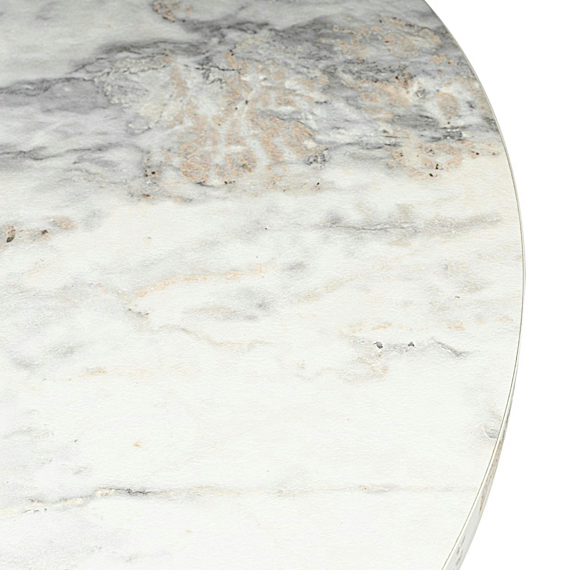 Table basse ronde effet marbre – pied croisé design MARFA