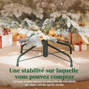 Sapin de Noël artificiel enneigé H.180cm 1815 branches grand réalisme support métal pliable vert blanc