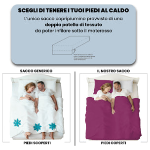 PARURE COPRIPIUMINO NATURAL COLOR, 100% Cotone, Made in Italy - FUCSIA/GRIGIO CHIARO