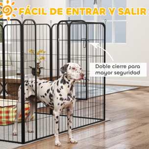 Parque para Mascotas Vallas para Perros de 8 Paneles 80x120 cm con Puerta y Doble Pestillo Corralito para Perros Grandes Medianos y Pequeños de Acero para Interior y Exterior Negro