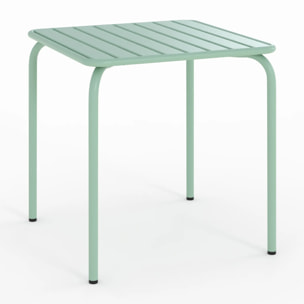 Table de jardin carrée en métal vert clair - Yumi