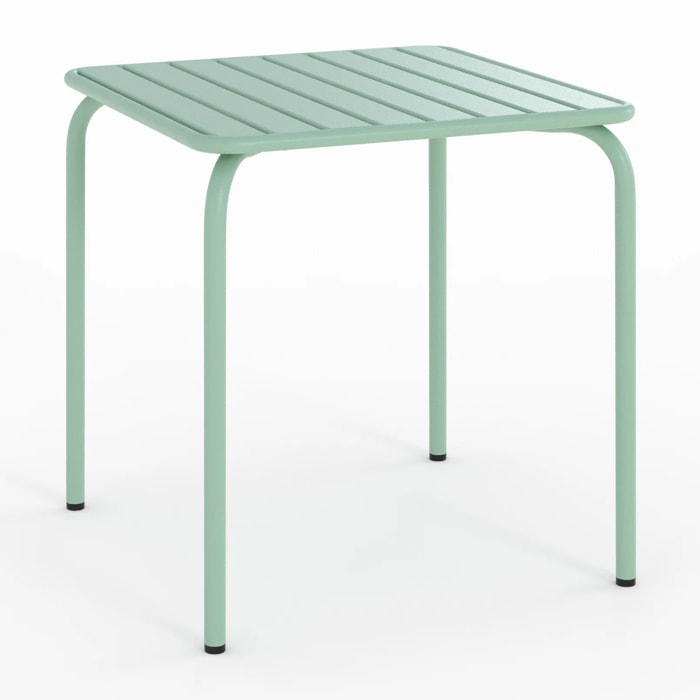Table de jardin carrée en métal vert clair - Yumi