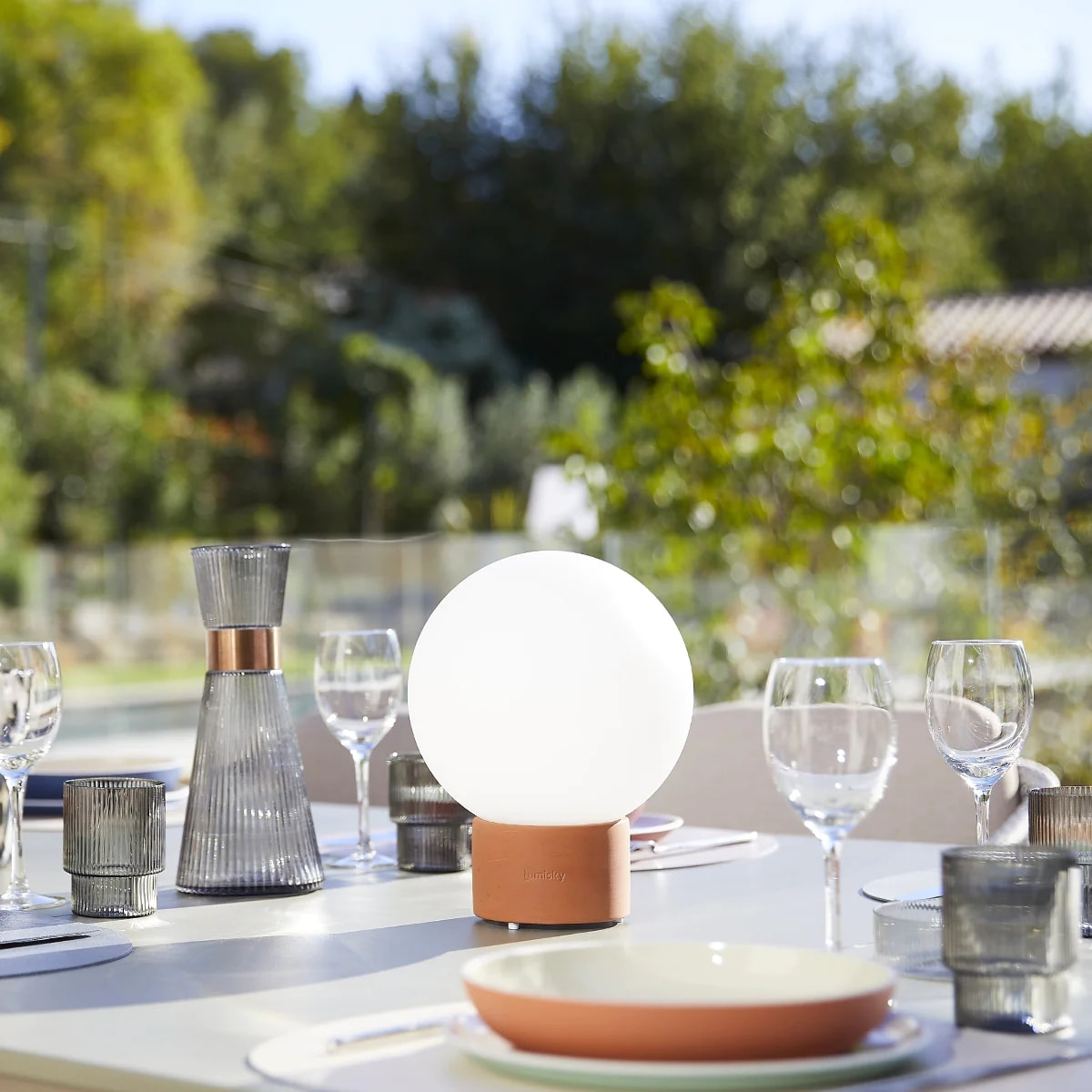 Lampe de table touch effet beton orange LED TERRA TERRE CUITE h25cm