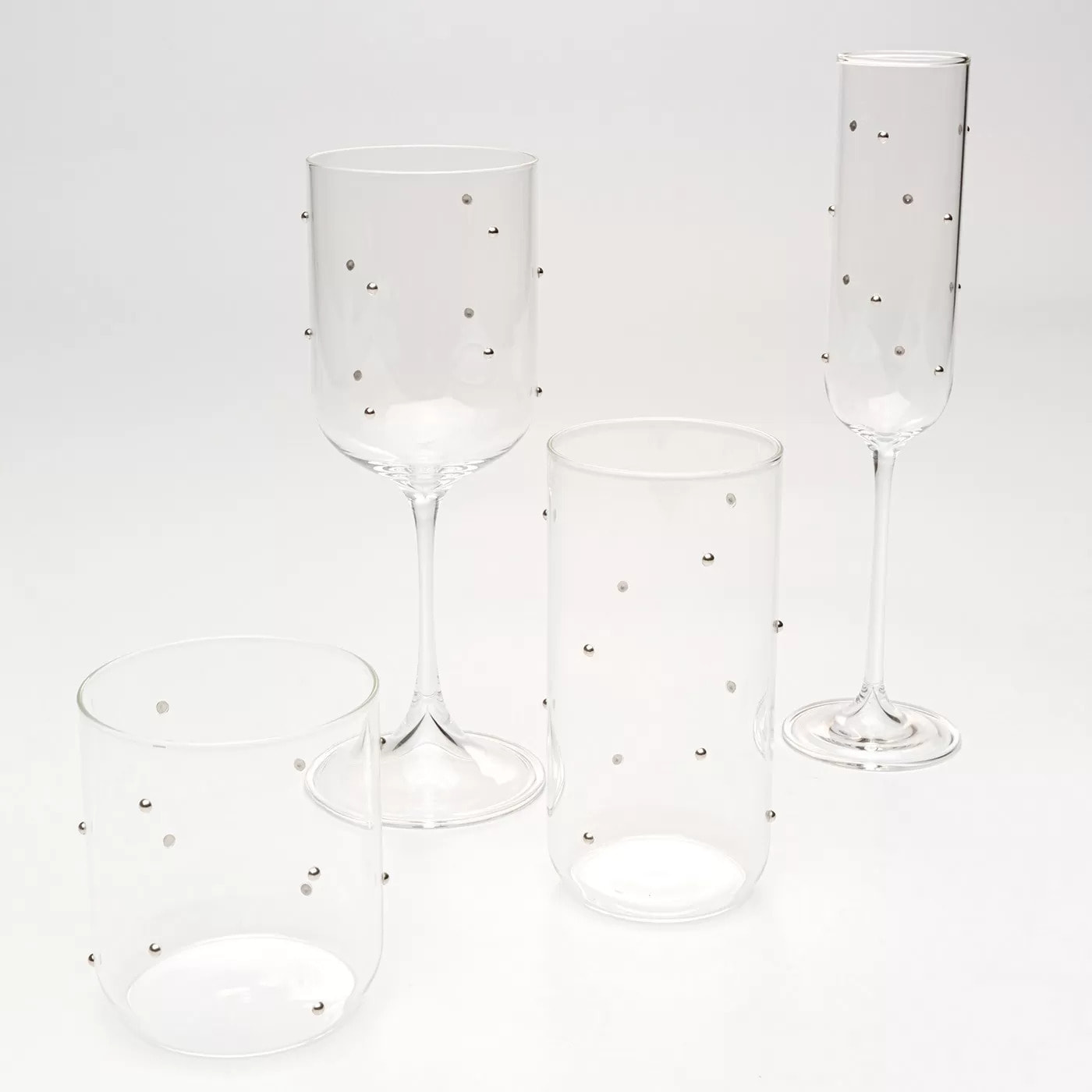 Flûtes à champagne Glam Dots argentées set de 4 Kare Design