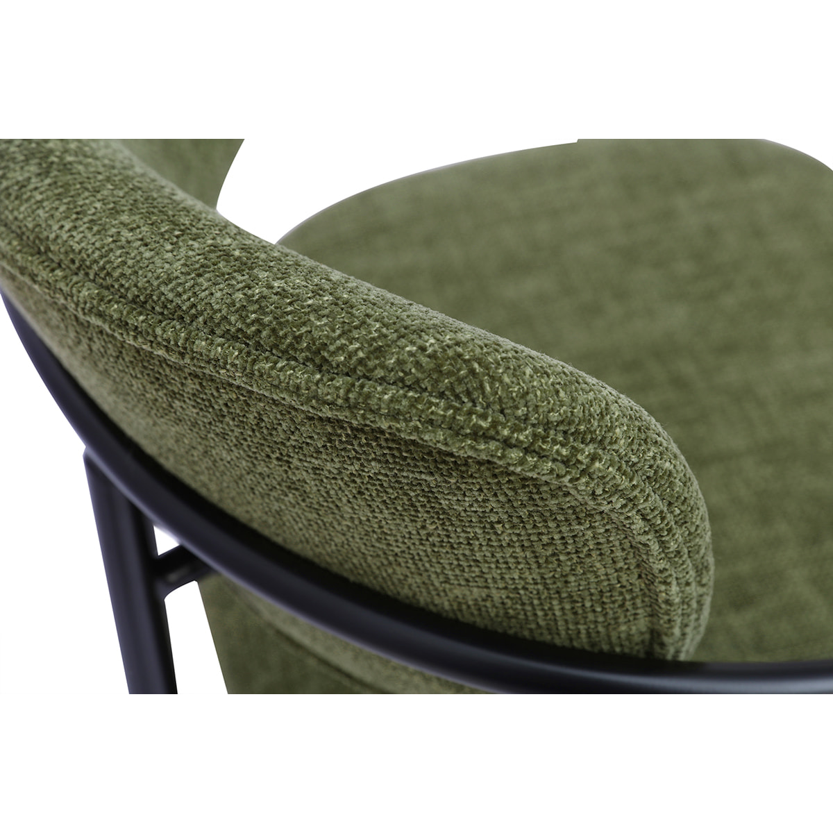 Chaises en tissu effet velours texturé vert kaki et métal noir (lot de 2) SWIFT