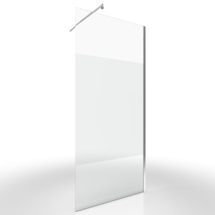 Paroi de Douche Dépolie 80x200cm + Barre de fixation extensible - Verre 8mm - Finition Chrome