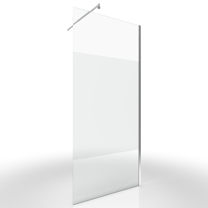 Paroi de Douche Dépolie 80x200cm + Barre de fixation extensible - Verre 8mm - Finition Chrome