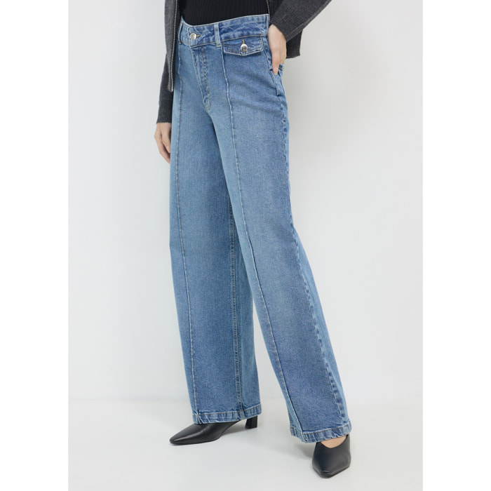 Jeans wide leg vita alta