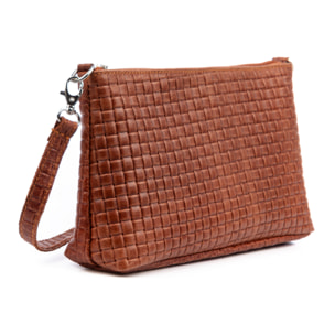 Zia Bolso bandolera Mujer. Piel auténtica Gamuza Grabado Geométrico.