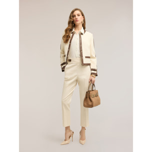 Motivi - Giacca in bouclé con profili a contrasto - Beige