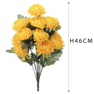 Cespuglio Di Astro Con 14 Fiori. Altezza 46 Cm - Pezzi 4 - 15X46X15cm - Colore: Giallo - Bianchi Dino - Fiori Artificiali